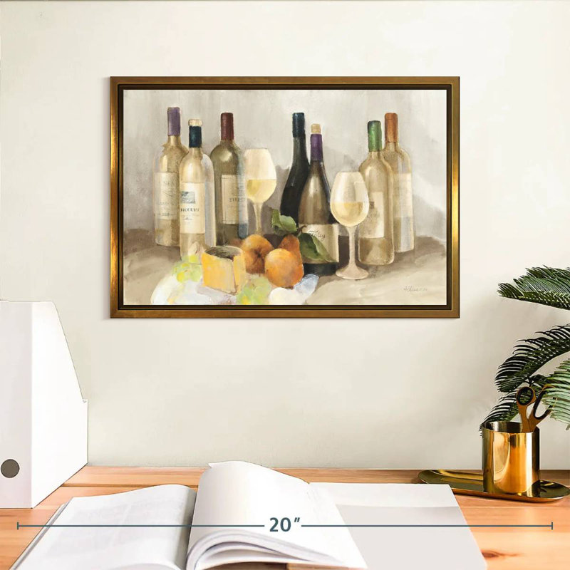 Vin et fruit II - lumière, Cadre flottant doré, 13 po x 9 po