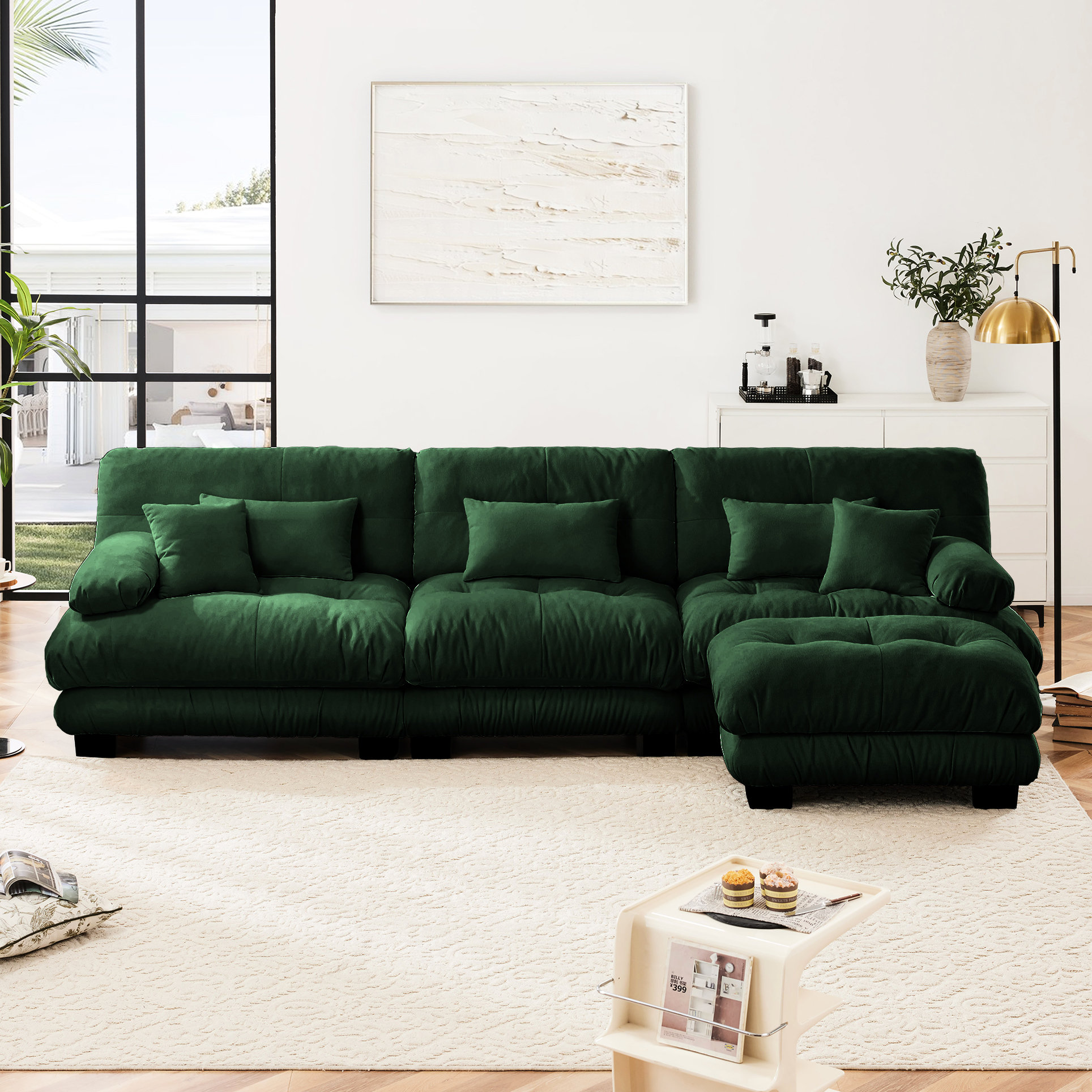 Hokku Designs Luxury 3 - Seat Chenille L Shaped Modular Sectional Couch ...