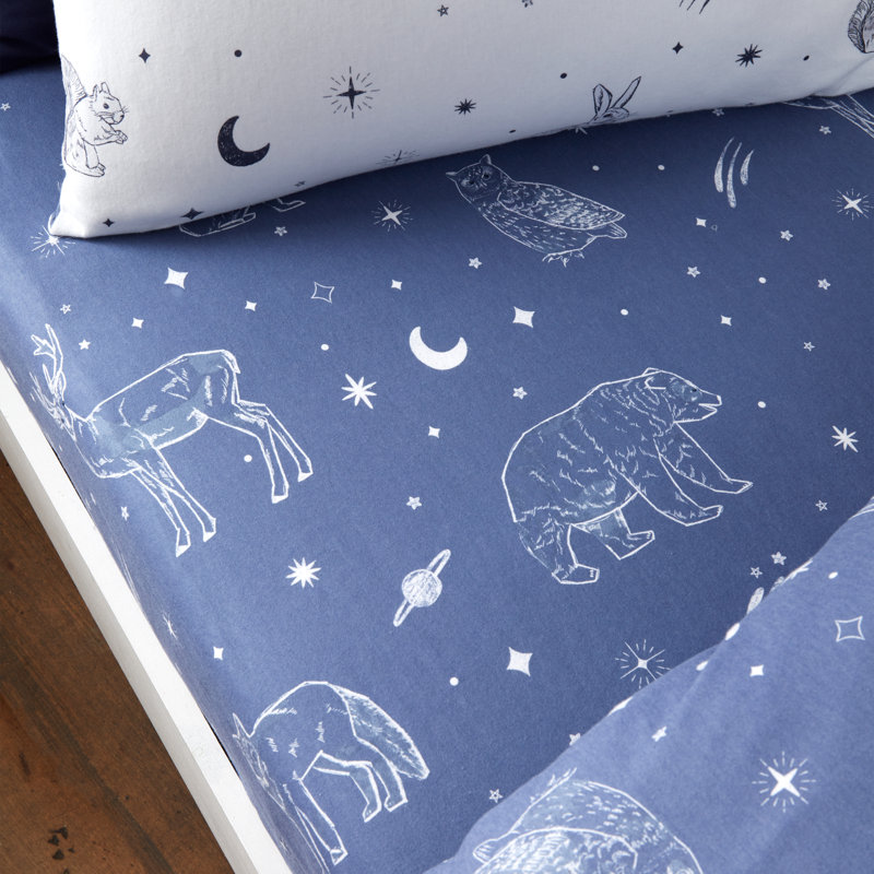 Brushed Starlight Animals Cotton Fitted Sheet, Double (4'6)