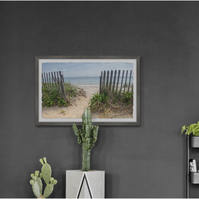 Reproduction de photo encadrée « beach entrance » sur papier, H 24 po x l 36 po x P 1,5 po