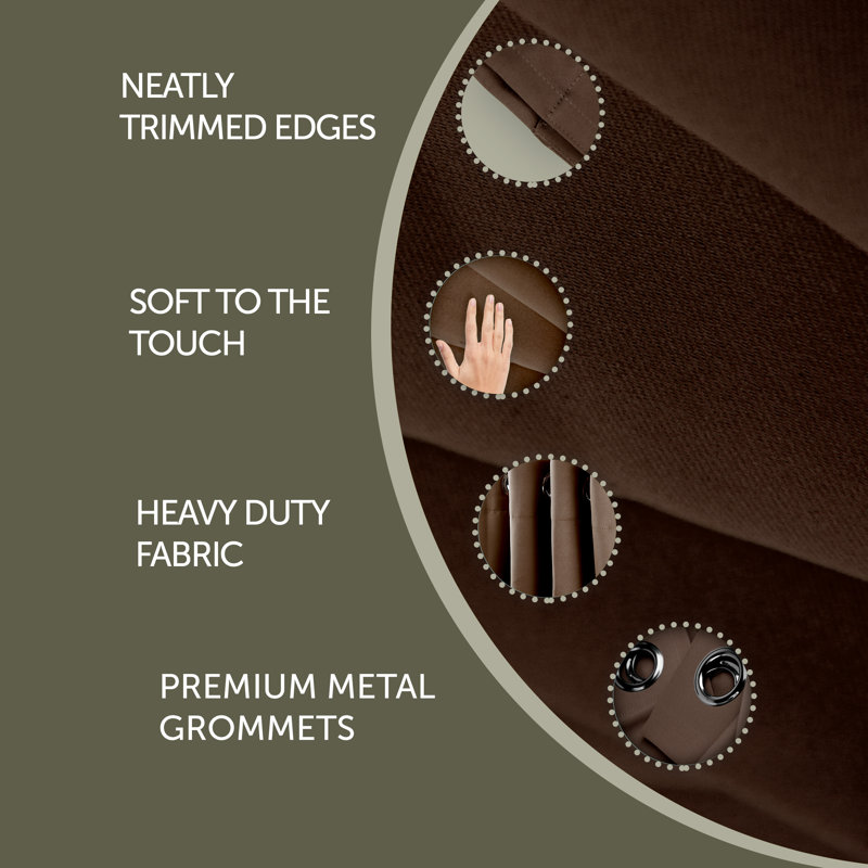 Polanco Room Darkening Curtain Single Panel, Taupe, 52" x 63"