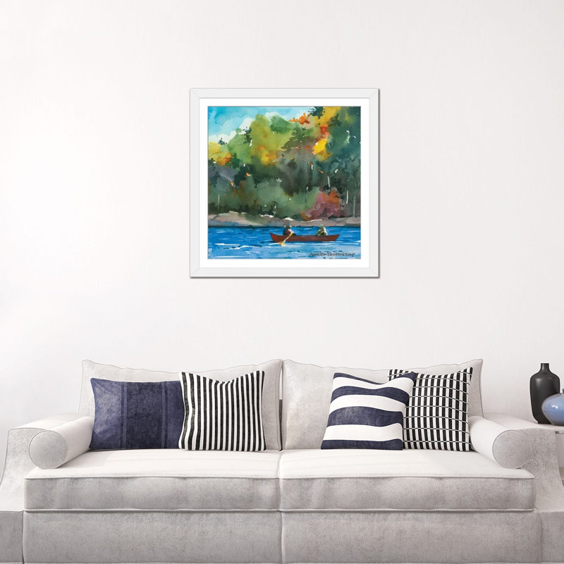Tranquillity par Annelein Beukenkamp - peinture sur toile tendue, Blanc, Papier beaux-arts encadré blanc