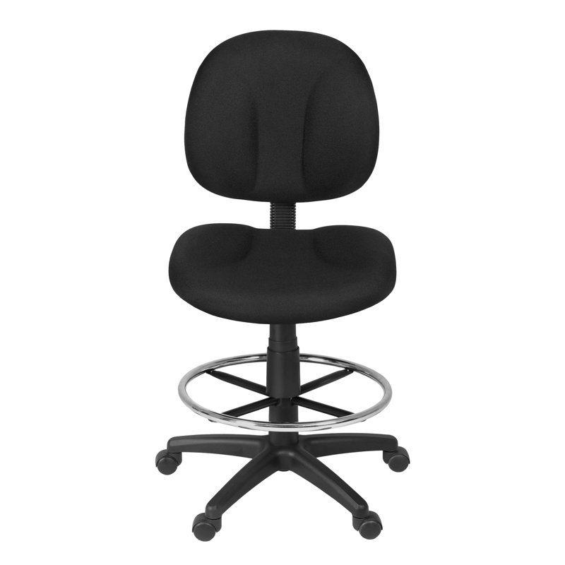 Regency Comfort Series Swivel Fabric Computer Task Chair with Drafting Kit - Black, Black