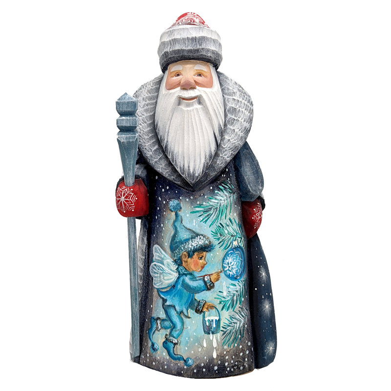 Figurine chef-d'œuvre d'elfe d'hiver en bois sculpté