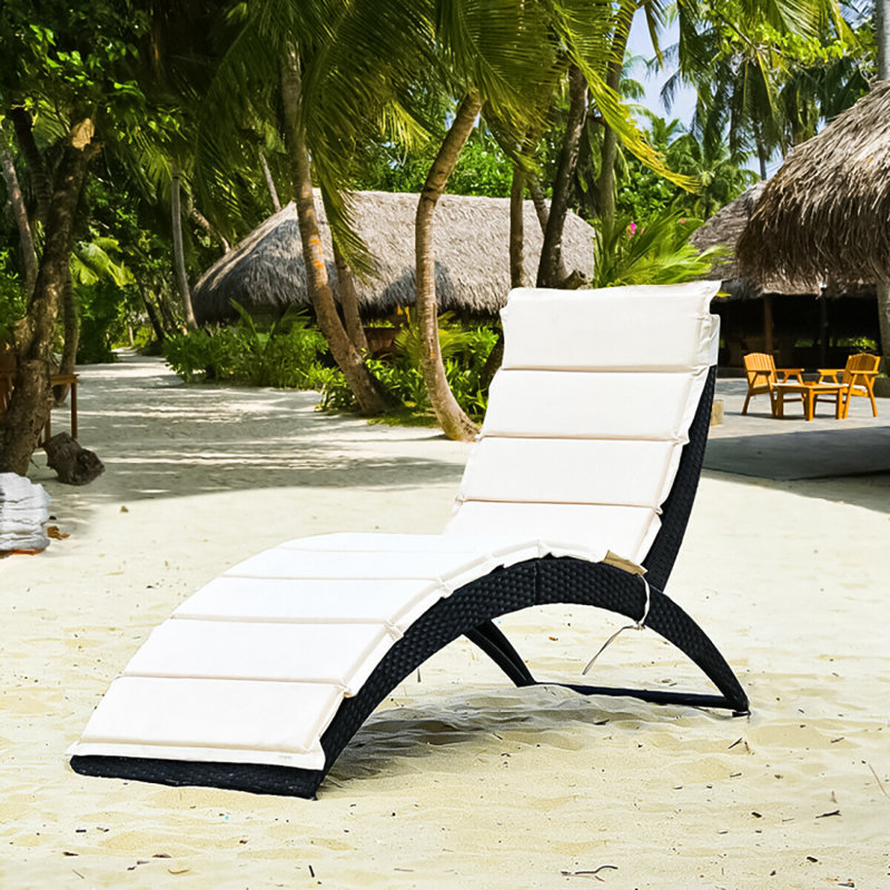 Outdoor Steel Single chaise with Cushions, White