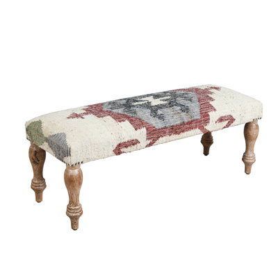 Classic Southwestern Handmade Natural Jute Upholstered Entryway Bench