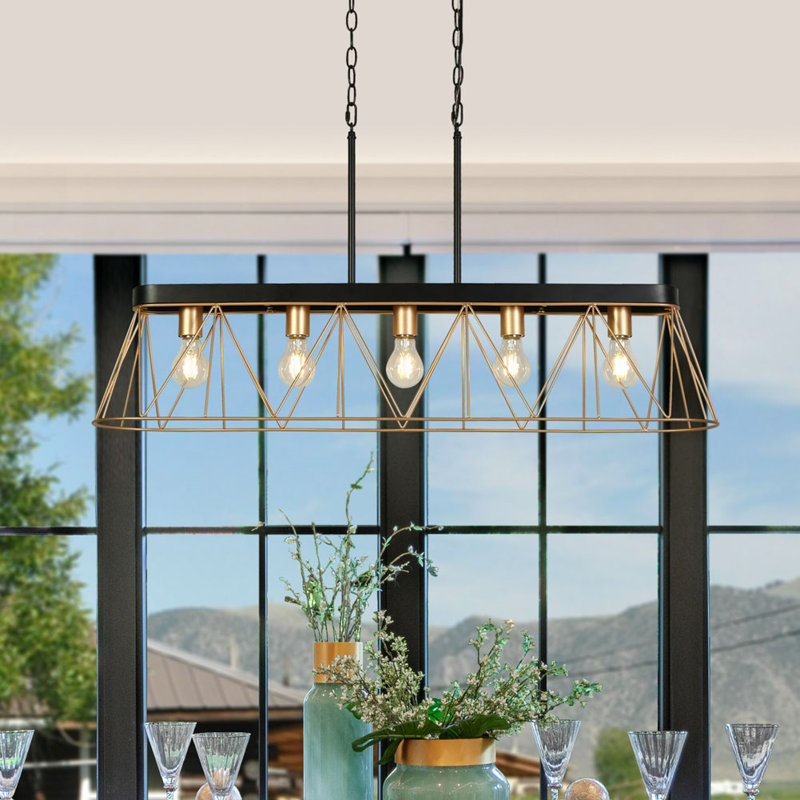 Olajawon 5-Light Kitchen Island Square / Rectangle Dimmable Pendant