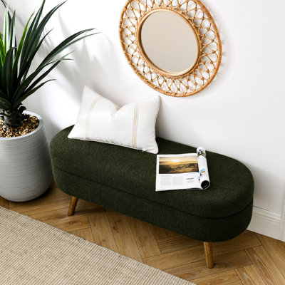 Banc de rangement 43,5 po x 16 po x 16 po avec durabilité - fait à la main, pieds en bois d'hévéa, accessoire polyvalent pour la maison