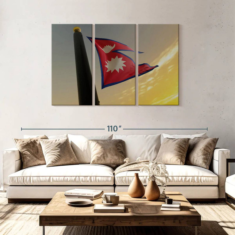 Nepal Flag Sunset Sky, 48" H x 74" W