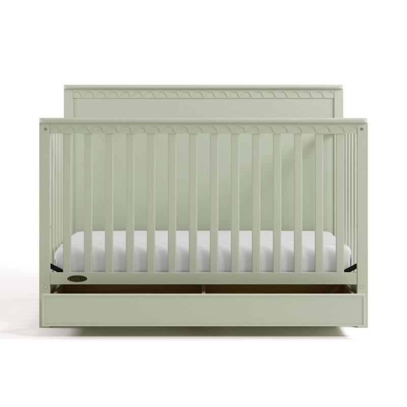 Sasha 5-In-1 Convertible Crib With Drawer, Sage