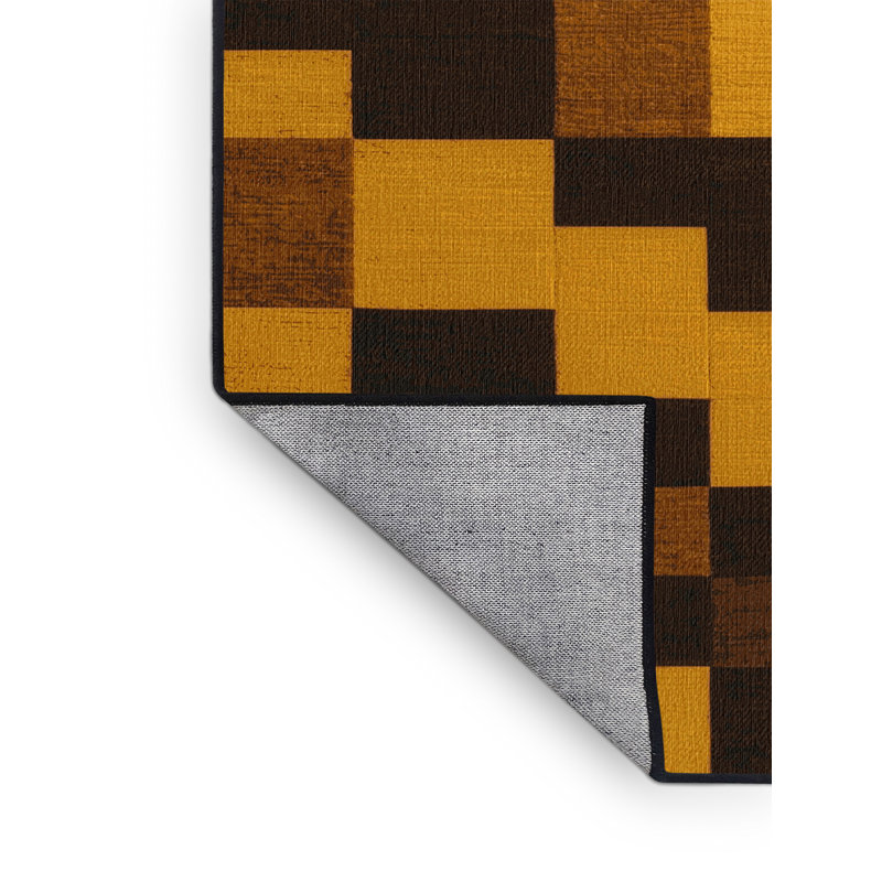Tapis brun à carreaux lavable à la machine, Carré 6 pi