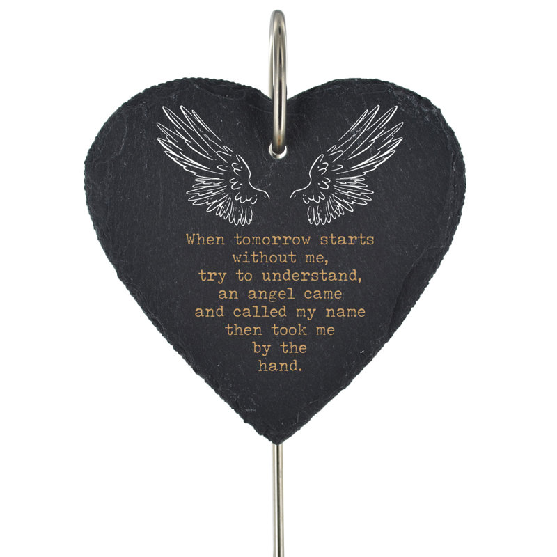 Binyamin Waterproof Slate Heart Grave Marker People Memorial Plaque