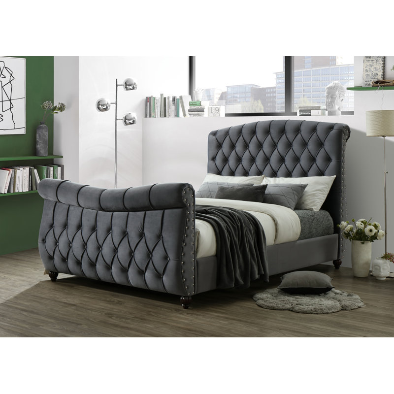 Alzado Upholstered Bed, Grey, Kingsize (5')	