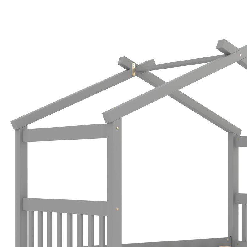 Lit simple en bois avec tiroirs Cronius Shanta, gris