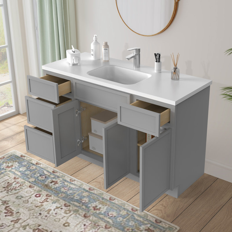 Base de meuble-lavabo simple 54 po seulement, Gris