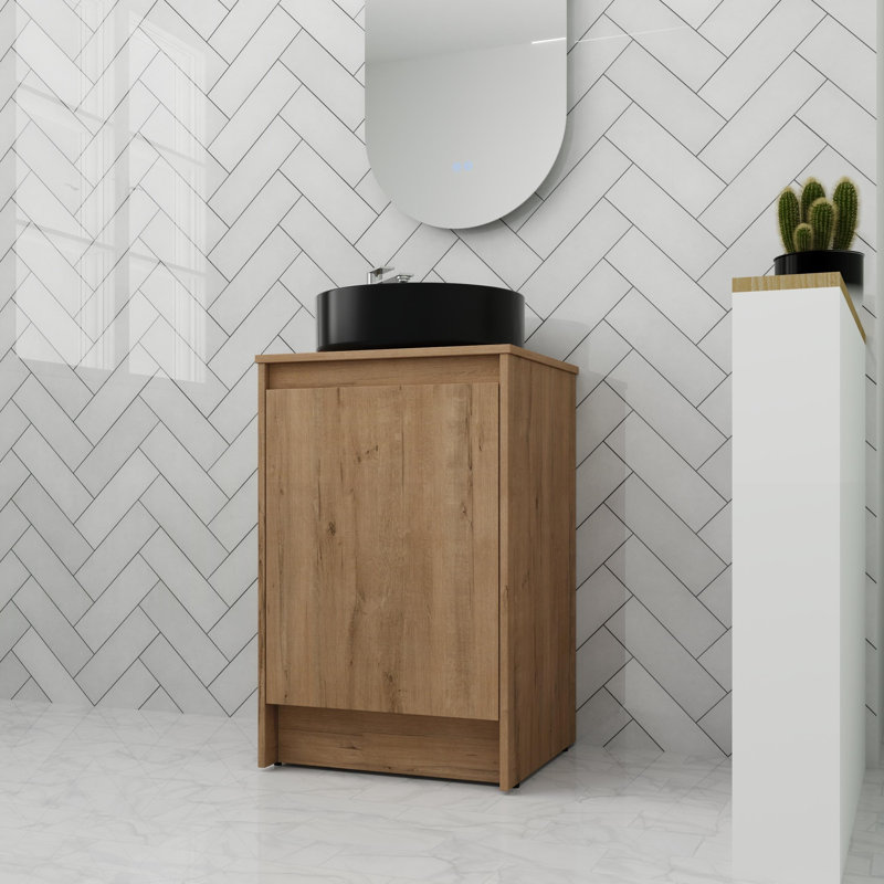Meuble-lavabo autoportant avec porte à fermeture en douceur de 20 po, Noir
