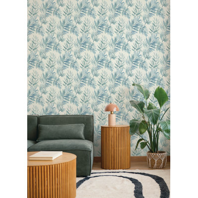 Serenade Blue Ferns Wallpaper