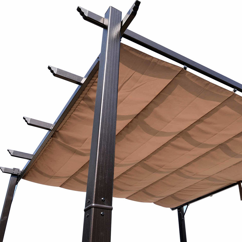 Brown 10' X Pergola Gazebo With Retractable Canopy - Aluminum Backyard Shade For Porch Party Garden Grill Shelter Patio Backyard, Garden,