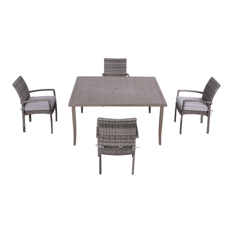 Alezandro 4 - Person Square Outdoor Dining Set with Cushions