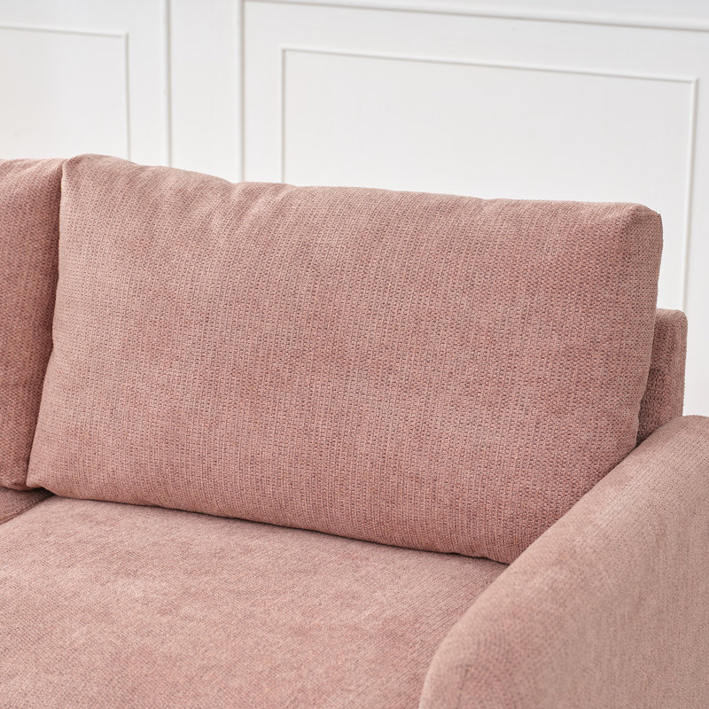 Canapé rembourré à accoudoirs carrés, Polyester rose