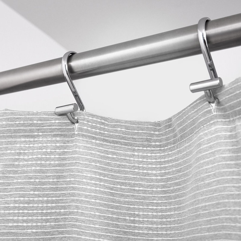 Rideau de douche en polyester iDesign Classic - 12 boutonnières renforcées - 72 po x 72 po, gris / blanc