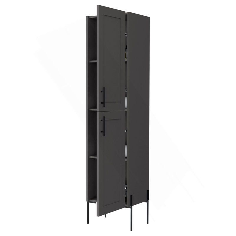 Meuble d'appoint Sealy Hight en mélamine et 4 tablettes, gris mat