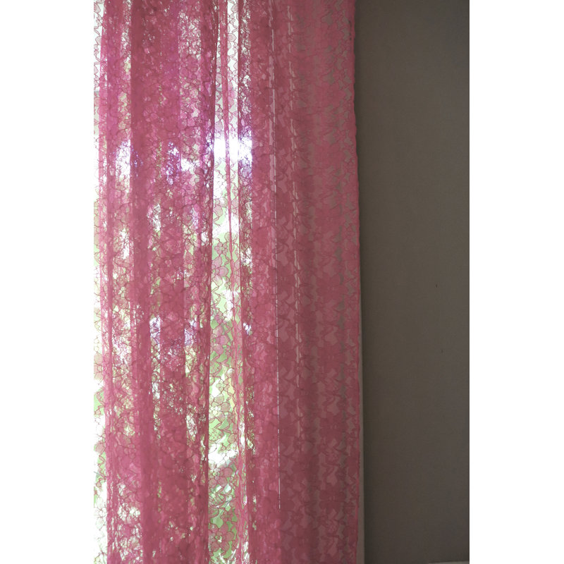 Pateros Lace Sheer Curtain Single Panel, 58" W x 63" L, Mauve