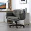 Chaise de bureau Criss Cross avec accoudoirs et roues et appui-tête réglables, chaise de bureau de coiffeuse en polyuréthane avec siège large pour les jambes croisées, chaises de bureau pivotantes pour la maison, le maquillage, les jeux, le bureau, gris-464105925