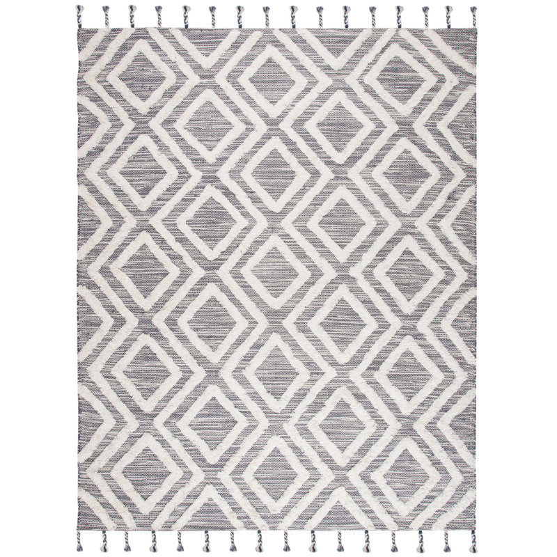 Alimatou Hand Tufted Wool Geometric Rug, Rectangle 8' x 10'
