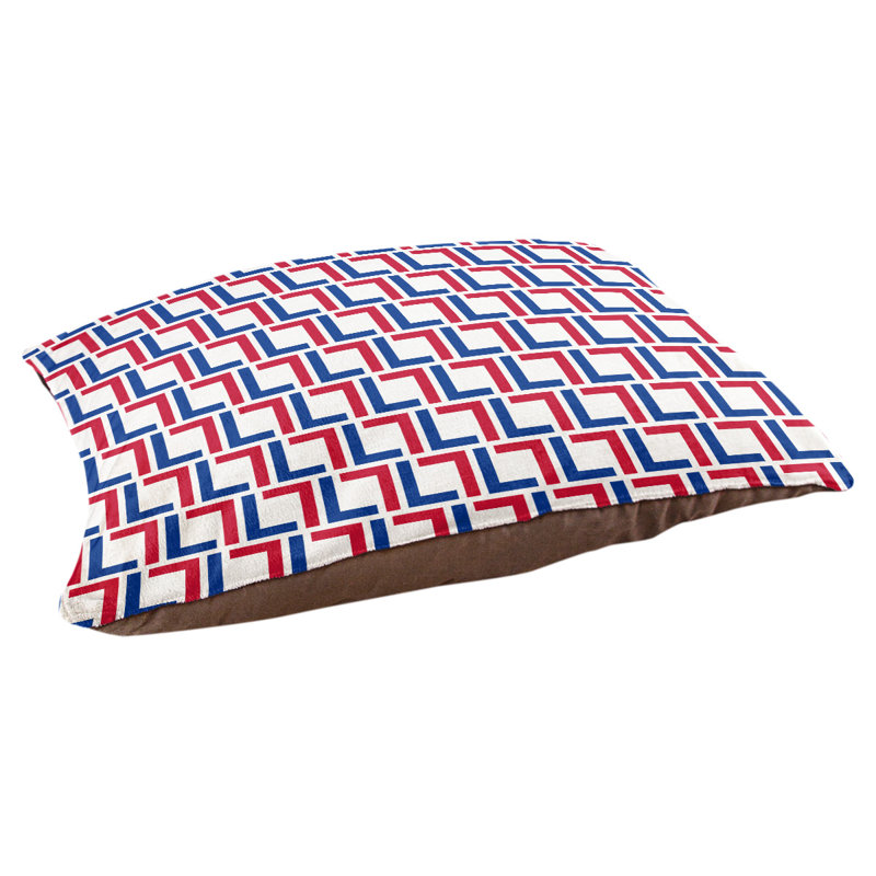 Coussin Foucault, Petit (l 28 po x P 18 po x H 4 po), Blanc / Bleu / Rouge