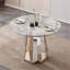 Table de salle à manger ronde en marbre de 47 po, table de cuisine moderne avec plateau en faux marbre ultrabrillant et base en acier inoxydable pour la salle à manger, cuisine (argent, gris) (table seulement)-134286374