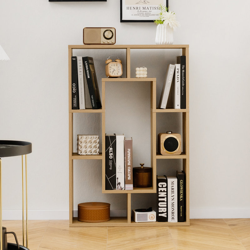  35.5'' H X 24'' W Amyleth Geometric Bookcase, Natural