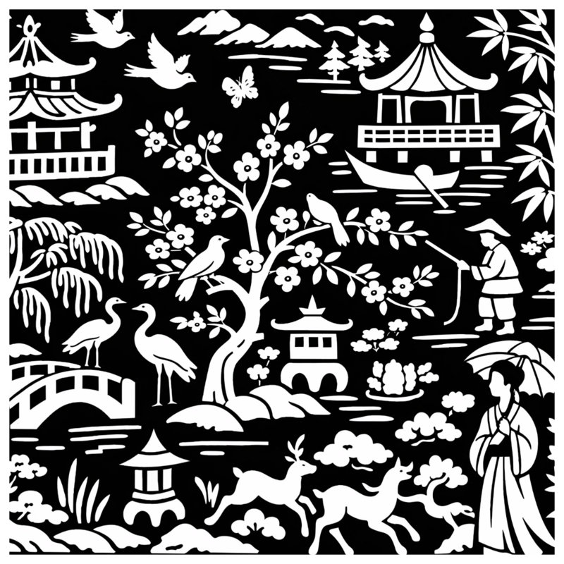 Tapis de bain Asian Scenic Landscape, 24in W x 17in L