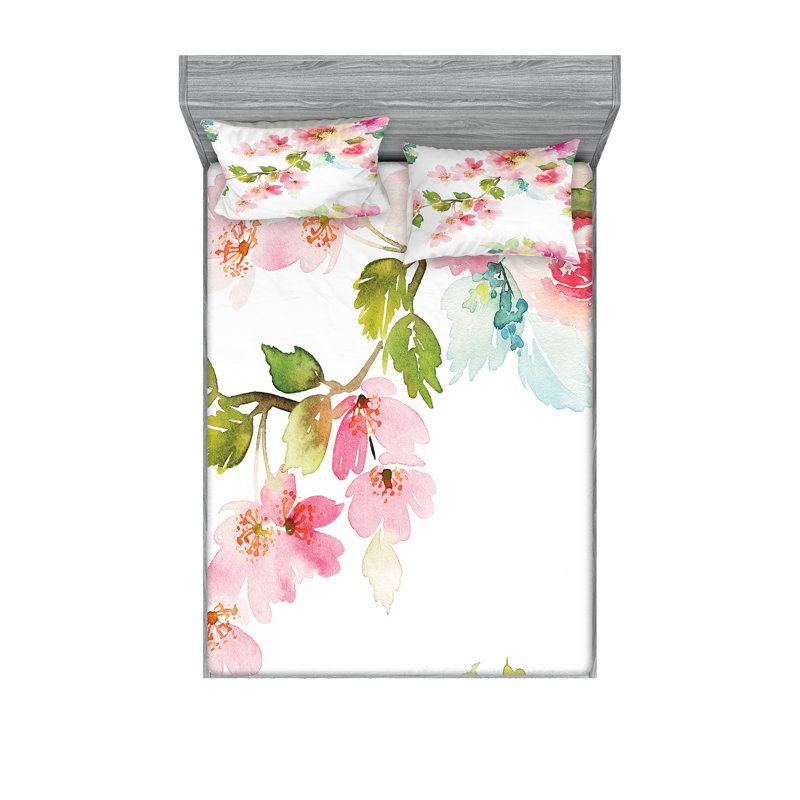 Multicolore ensemble de draps et taies décoratives à motif floral Ambesonne