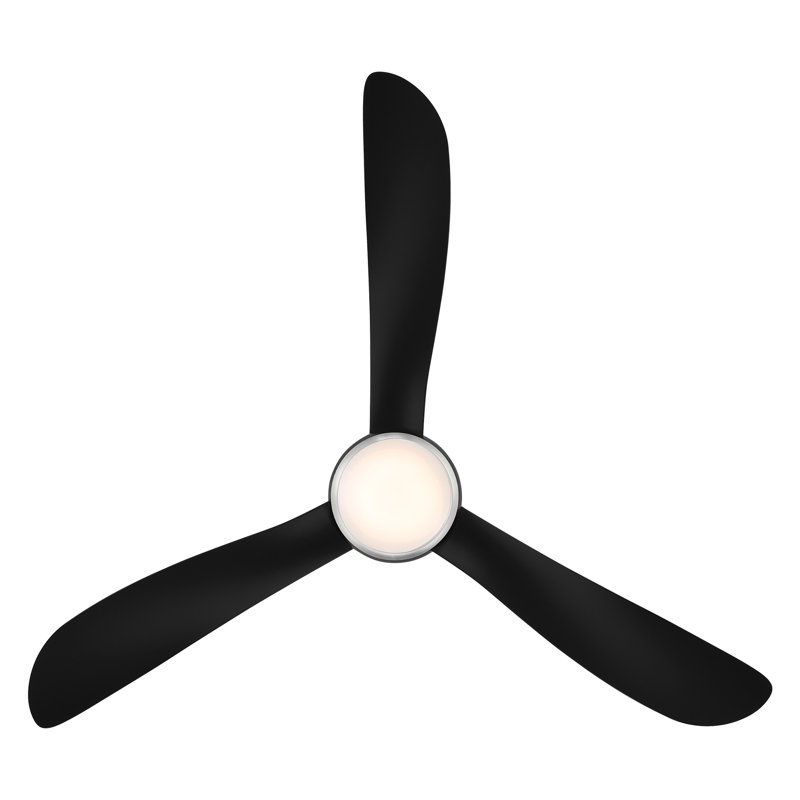 Corona 3 - Blade Outdoor/Indoor Smart Flush Mount Ceiling Fan with Remote Control and Dimmable LED Light Kit Included , 52"