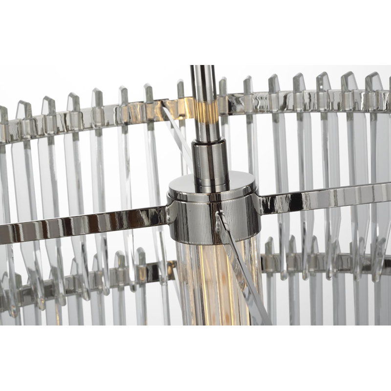 Waterford Killarney 32" Layered Drum Chandelier with Clear Crystal, Polished Nickel