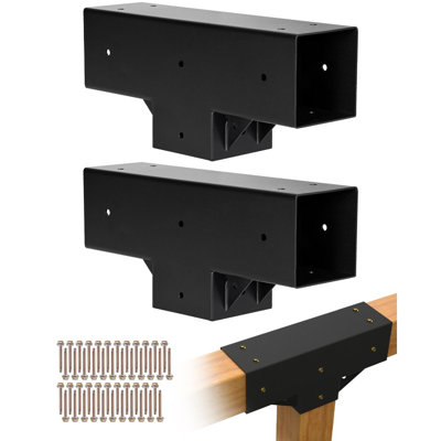 Pergola Kit, T-Shaped 4x4 (Actual 3.5x3.5 Inch), 3-Way Pergola Brackets DIY Woodworking Gazebo Bracket Kit with Screws for 3.5x3.5 Inch Wood Beams in Actual Size for Outdoor Party Banquet