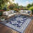 Reversible Outdoor Plastic Straw Doormat - Waterproof, Collapsible Vintage Woven Rug for Patio, Garden, Balcony, Camping, Picnic - Easy-Care, 9x12ft, Navy Blue/White - USA Specs-1626706965-1626706969