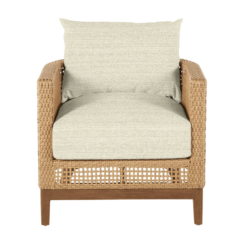 Peninsula Barrel Chair, Light Raffia/Natural Sandalwood, No welt + Standard fill, Tweed Toffee