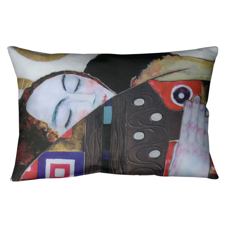Coussin de support lombaire, Rouge / doré, Polyester sergé