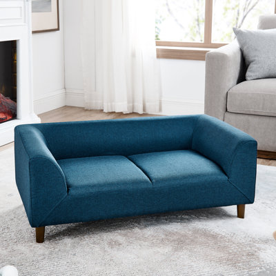 Moderne bleu pour animaux de compagnie de taille moyenne à grande, avec coussin, pieds stables et chien - soutien du dos confortable, revêtement en lin