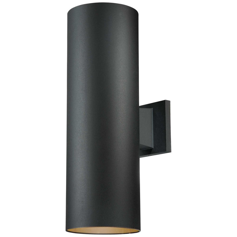 Newburgh 2-Light 6"W Indoor or Outdoor Black Aluminum Cylinder Wall Mount Sconce, Black, 18" H x 6" W x 8.75" D