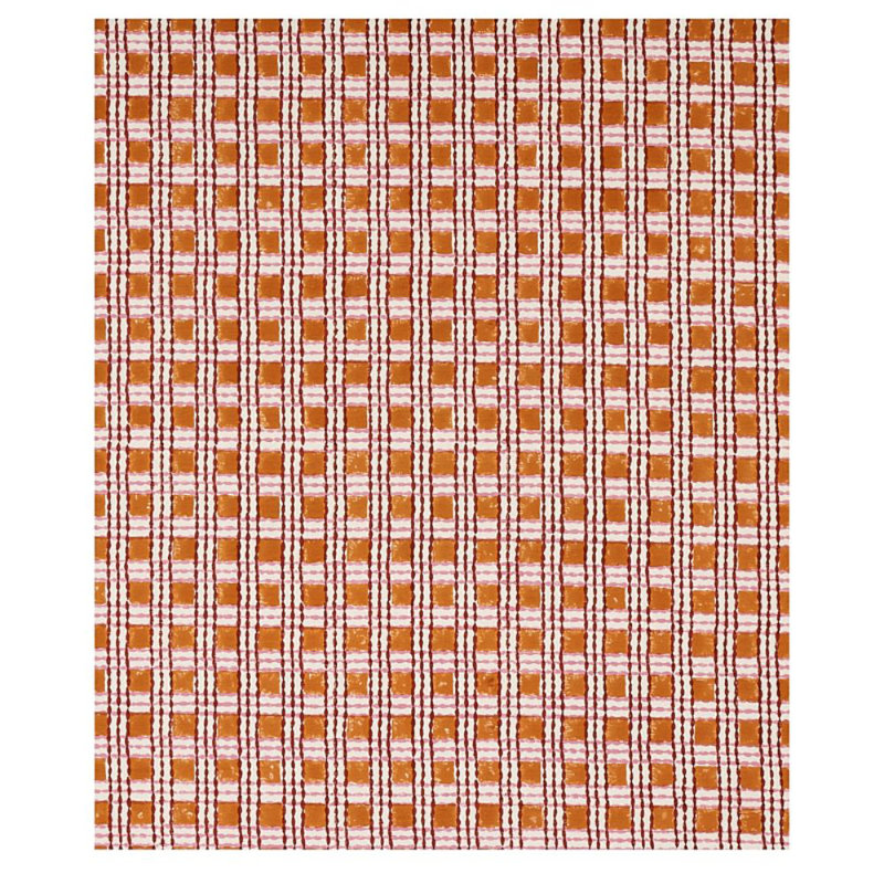 Schumacher x Molly Mahon Trellis Hand Block Print Fabric, Copper/Rose