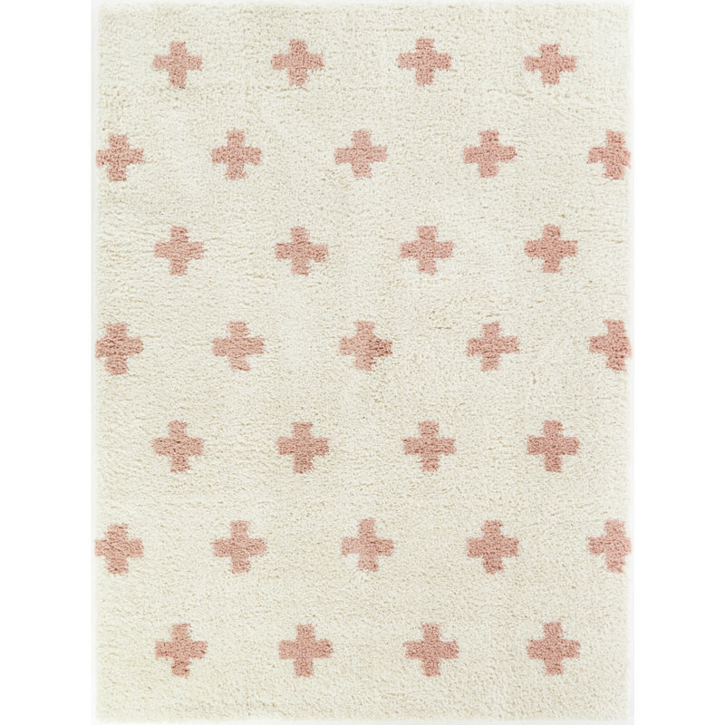 Inbound Pink Ivory Shag Area Rug