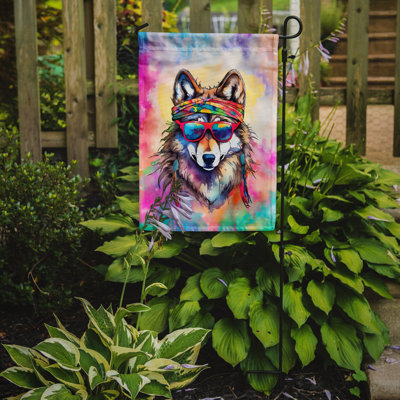 Drapeau de jardin hippie loup