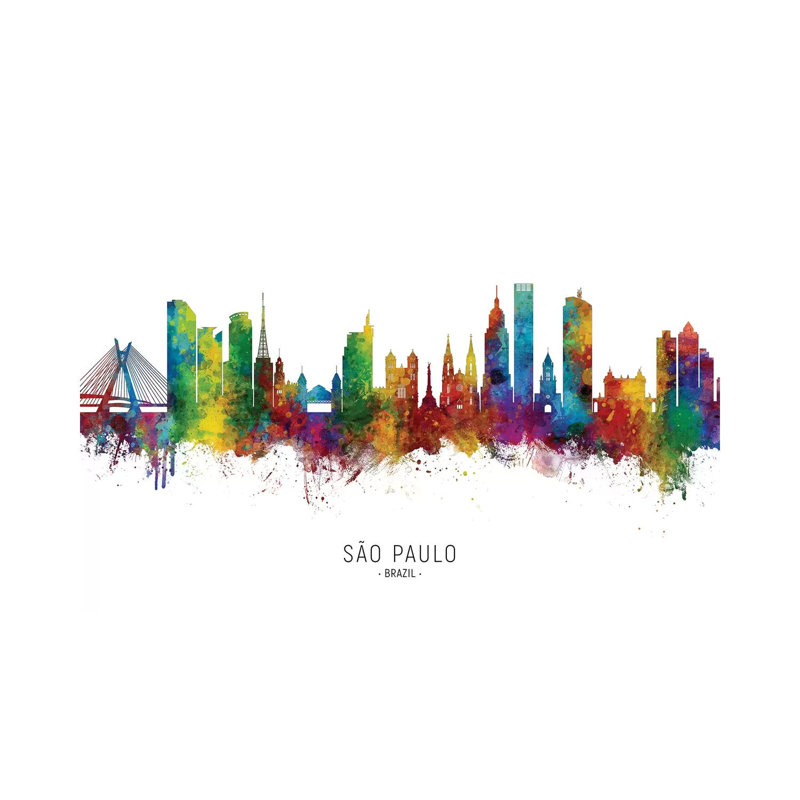 «Rio de Janeiro» par Michael Tompsett, peinture sur toile tendue, H 40 po x l 60 po x 1,5 po