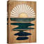 «Western Wood Effect Landscape Shining Sun Over Ocean Sea Nature Modern Art Southwest Wall Art Room», reproduction d'art sur toile-93389138-93389137