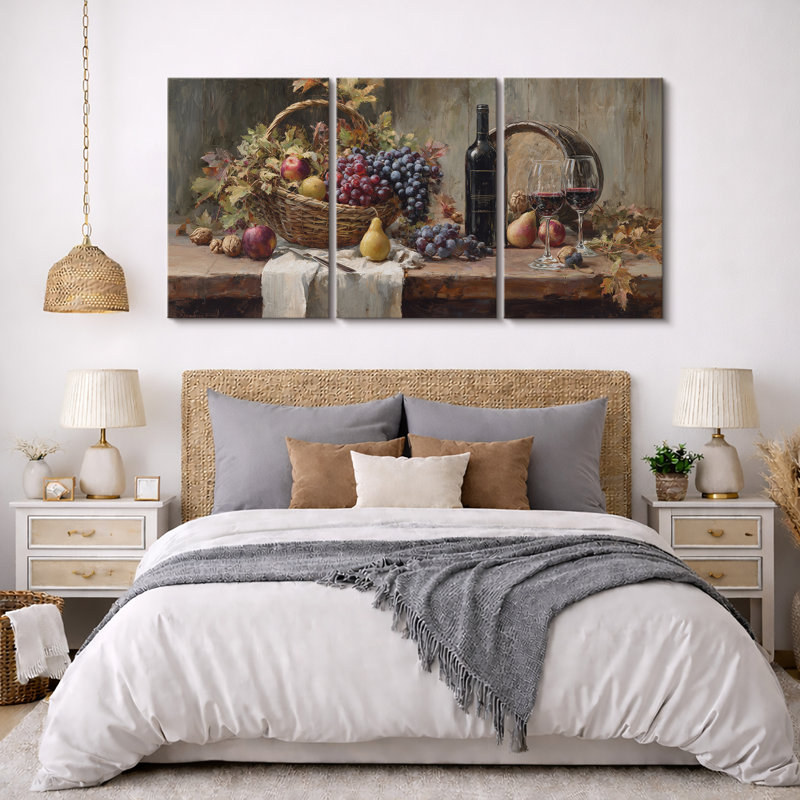 Rustic Vineyard Harvest Still Life, H 36 po x l 72 po, Toile tendue
