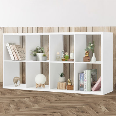8-Cube Storage Organizer Shelf with Extra Thick Exterior Edge, 13-Inch Open Storage Shelf Divider, White