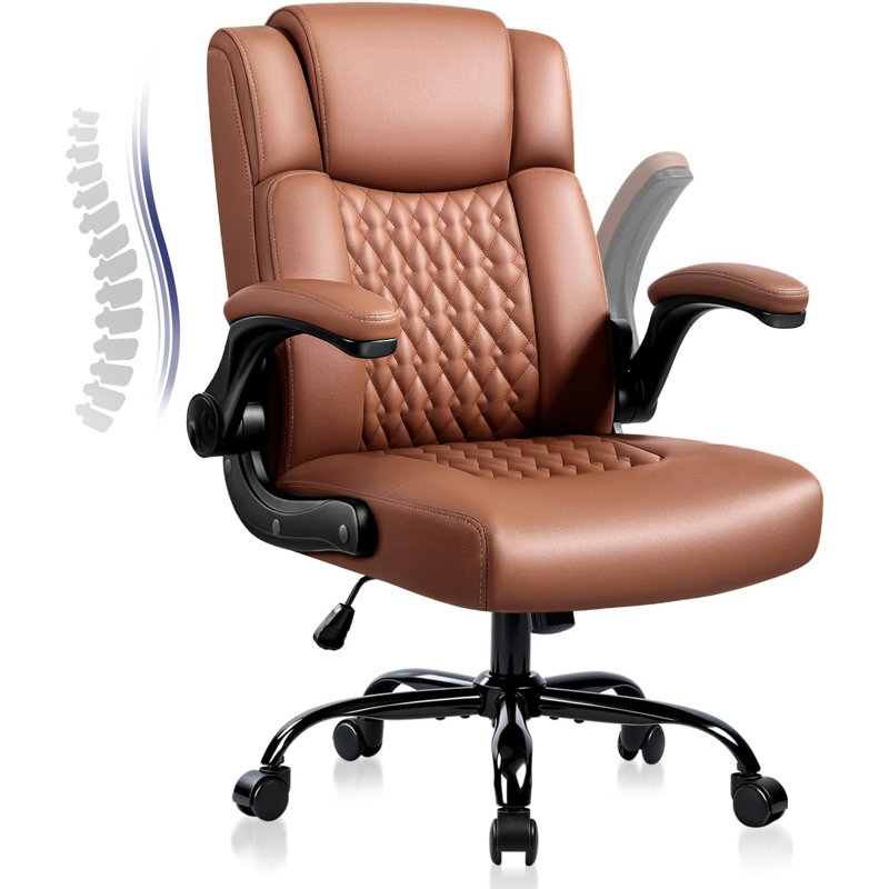 Faux Leather Mid Back Executive Office Chair, Brown